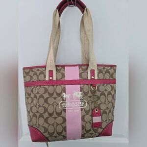 Y2K Coach Heritage Pink Stripe Tote